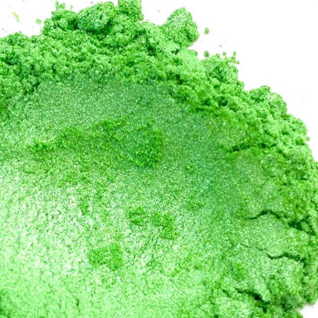 A close-up image of green mica powder.