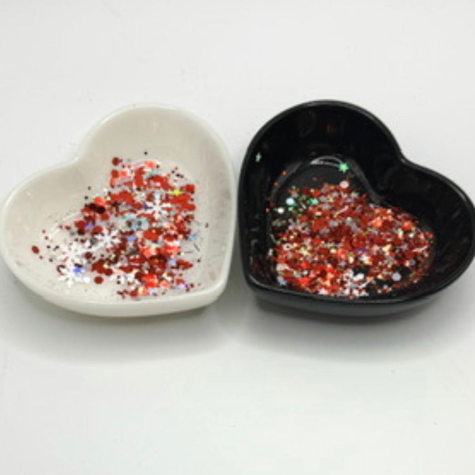 Red, white, silver chunky glitter mix with stars and snowflakes