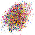 A colorful assortment of round glitter pieces in various colors including pink, yellow, green, blue, and red.