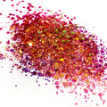 A burnt orange/gold chunky glitter mix on a white background.
