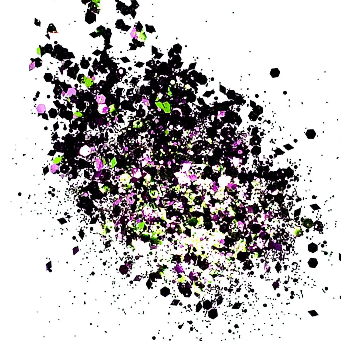 A scattered glittery mix of green, and purple hues on a white background, representing the product 'Catarina'.